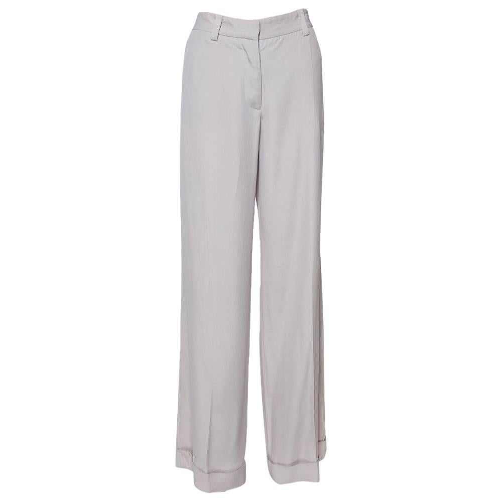 Stella McCartney Ecru Silk Blend Wide Leg Trousers M