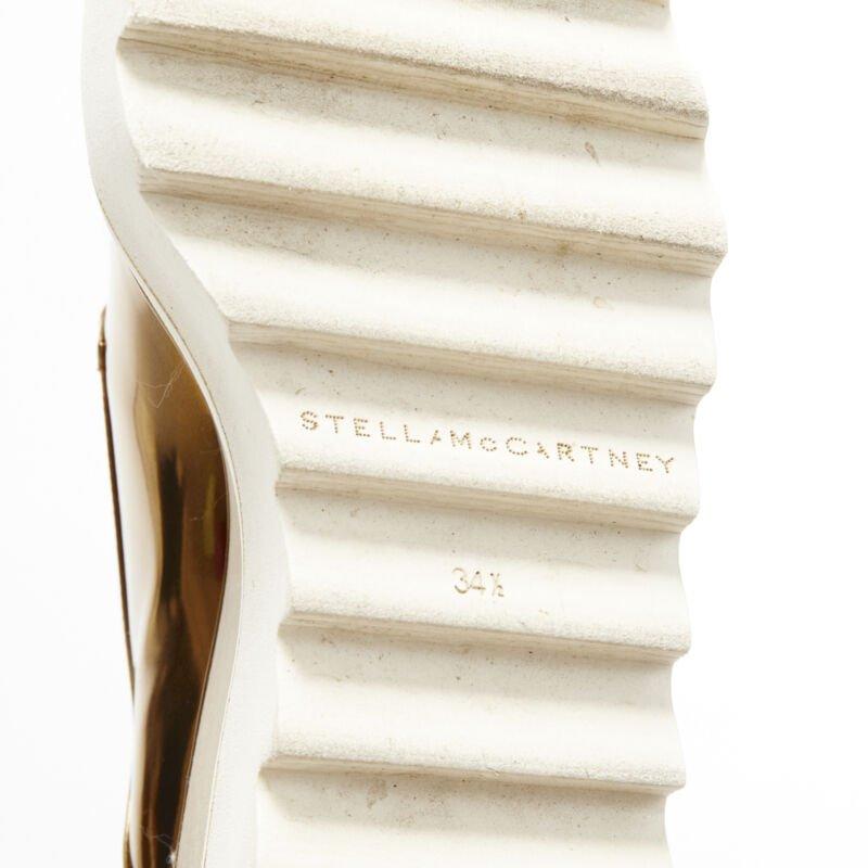 STELLA MCCARTNEY Elyse mirrored gold faux leather wooden platform brogue EU34.5 For Sale 6
