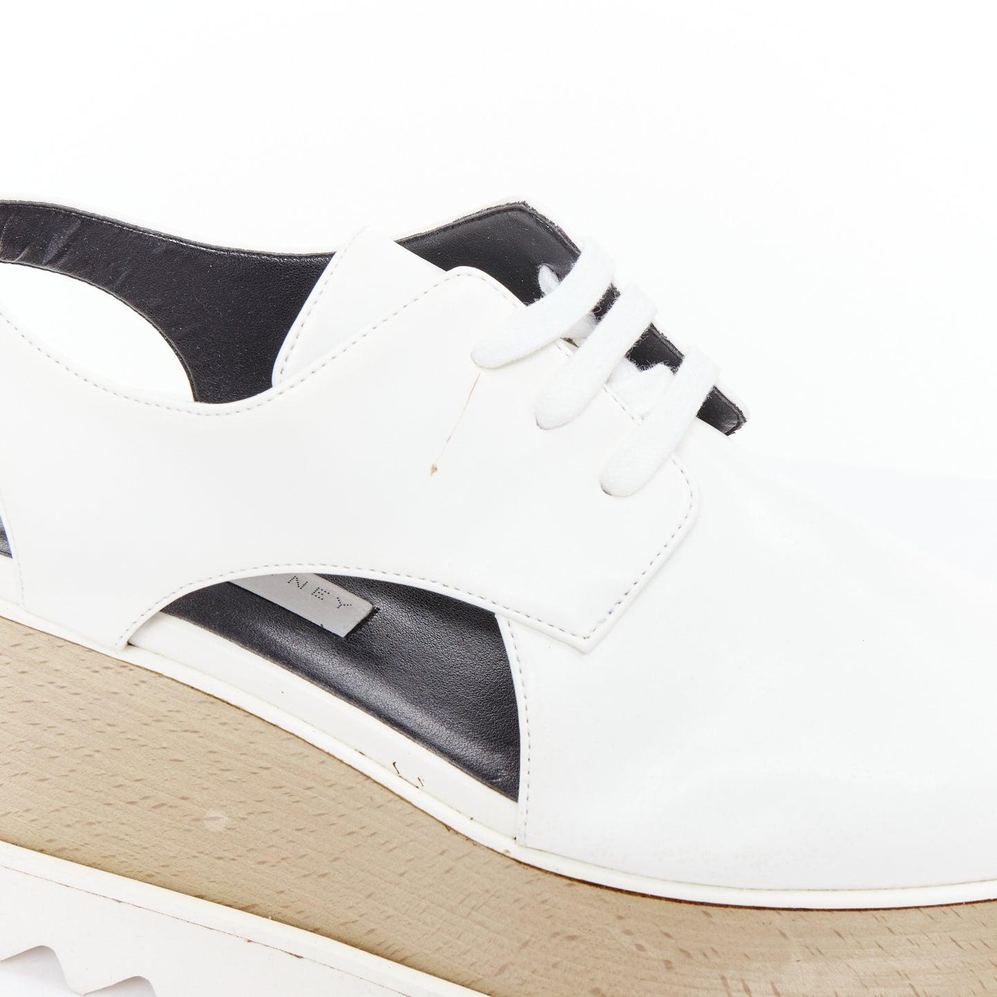 STELLA MCCARTNEY Elyse weißes veganes Leder zum Schnüren Plattform EU39 im Angebot 2