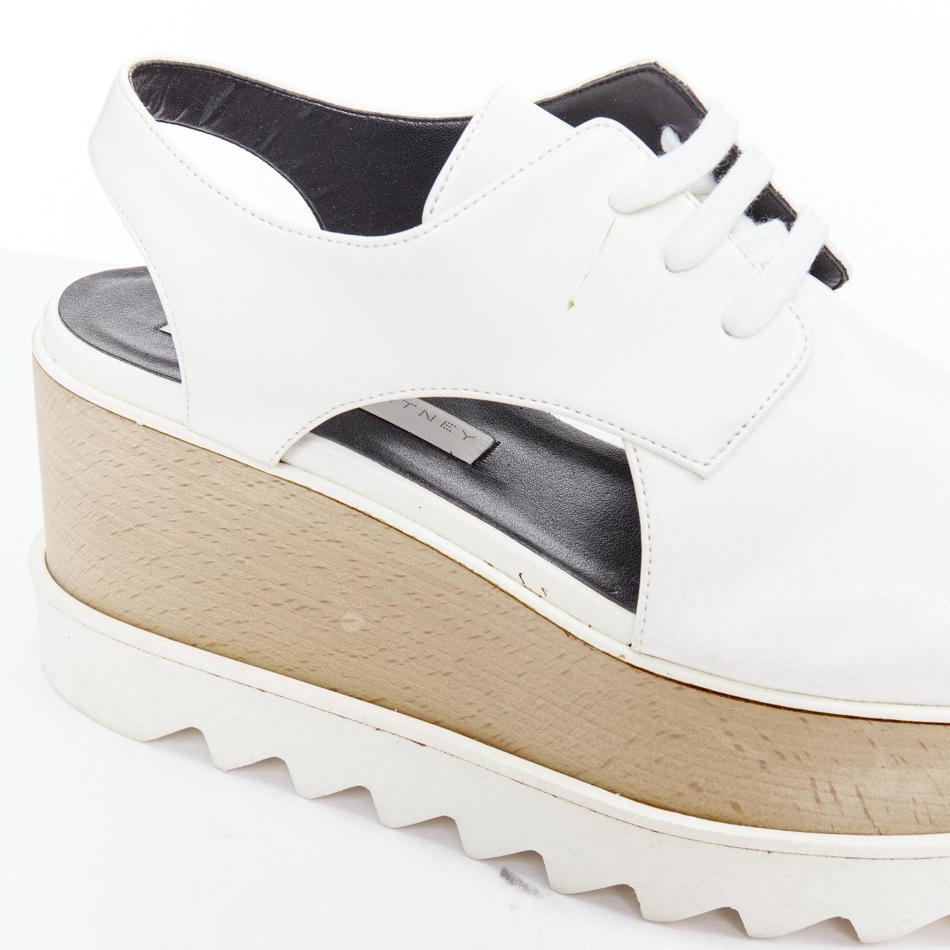 STELLA MCCARTNEY Elyse weißes veganes Leder zum Schnüren Plattform EU39 im Angebot 3
