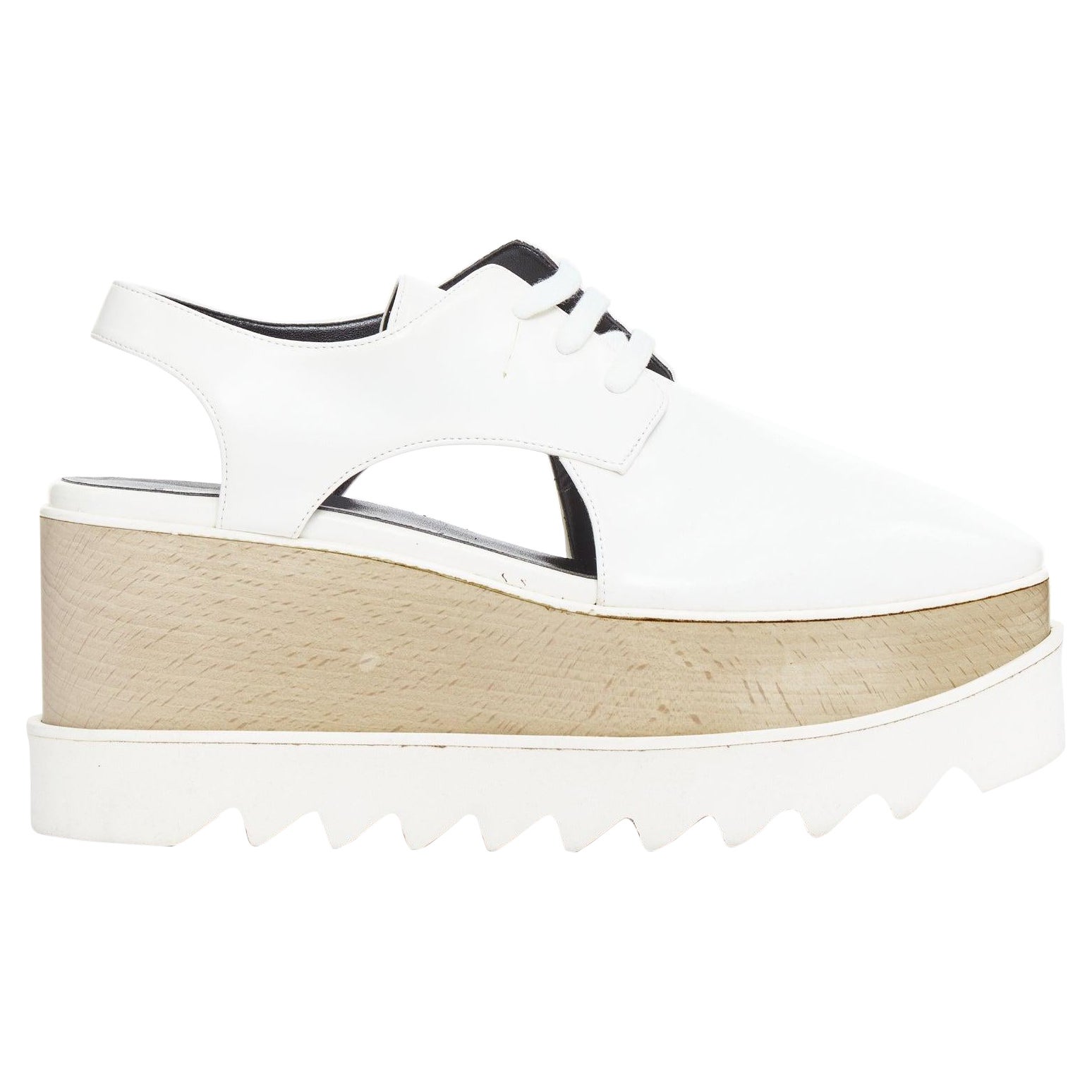 STELLA MCCARTNEY Elyse weißes veganes Leder zum Schnüren Plattform EU39 im Angebot