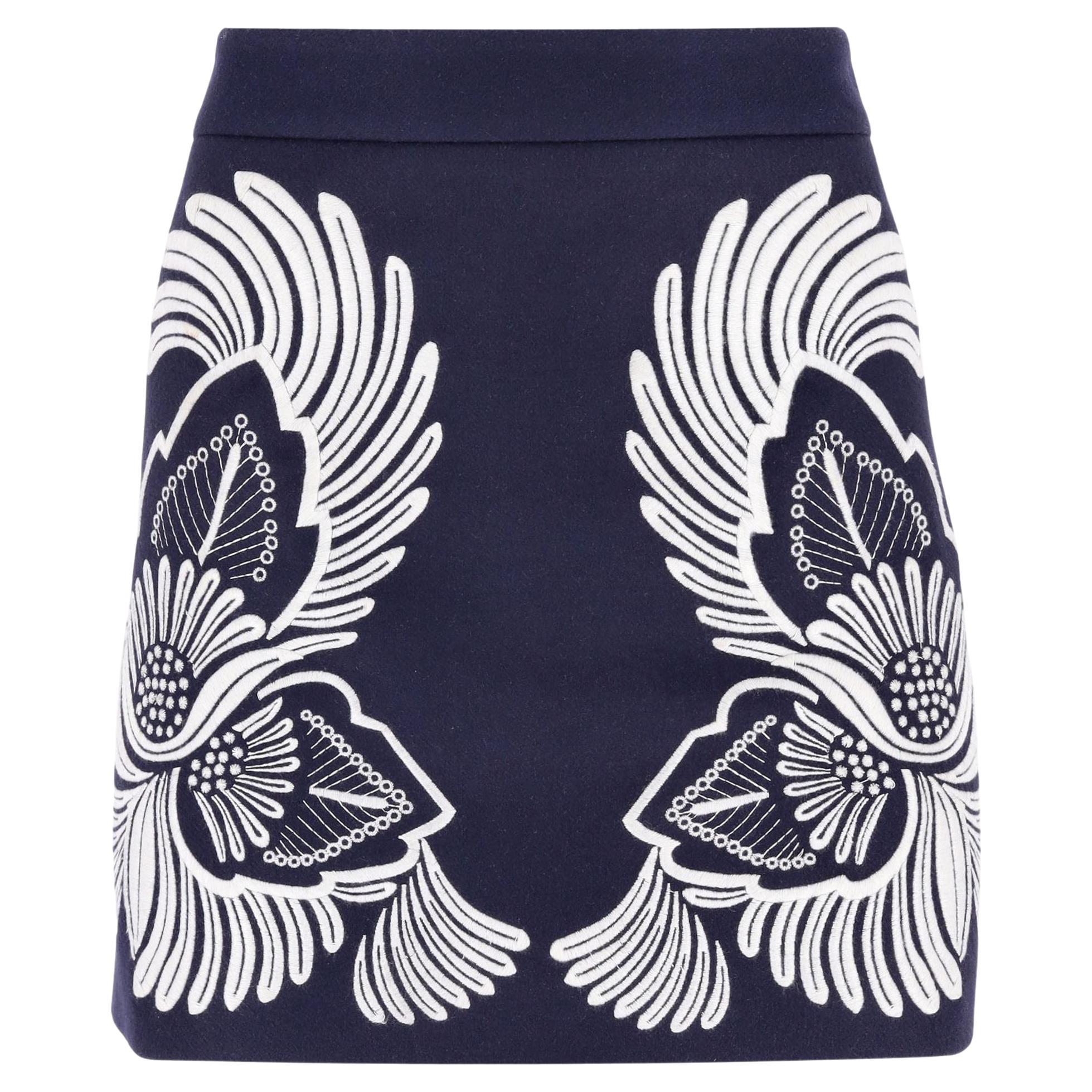 Stella McCartney - Jupe brodée en laine et cachemire mélangés