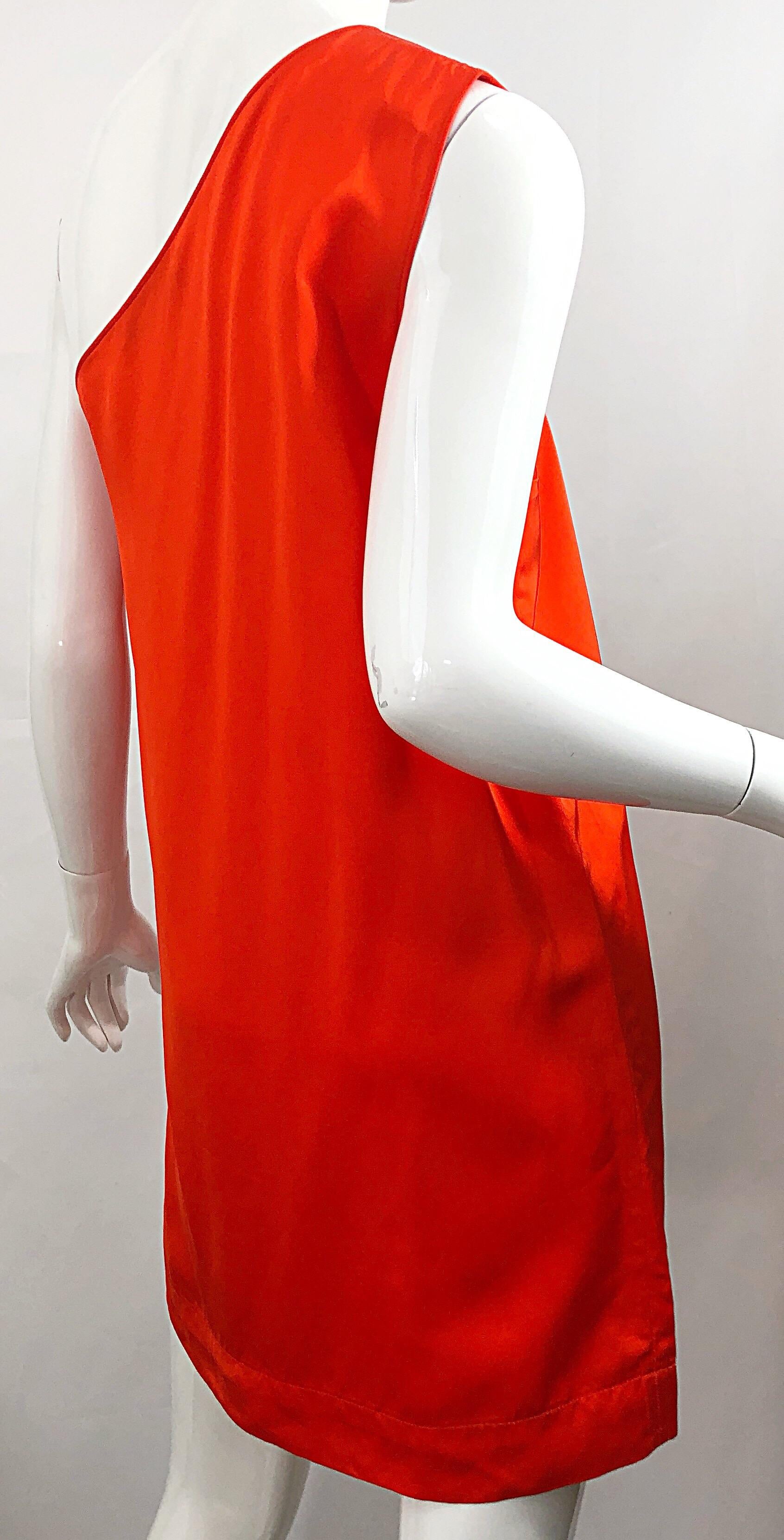 Stella McCartney F/W 2010 Bright Orange Sz 42 / 6-8 One Shoulder Mini Dress For Sale 5