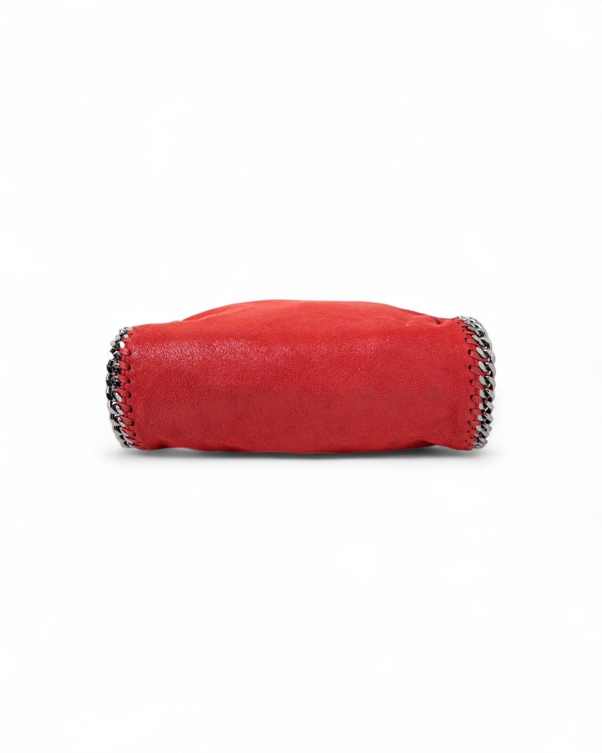 Stella McCartney Falabella 3 Chain  in Tessuto Scamosciato Rosso 5
