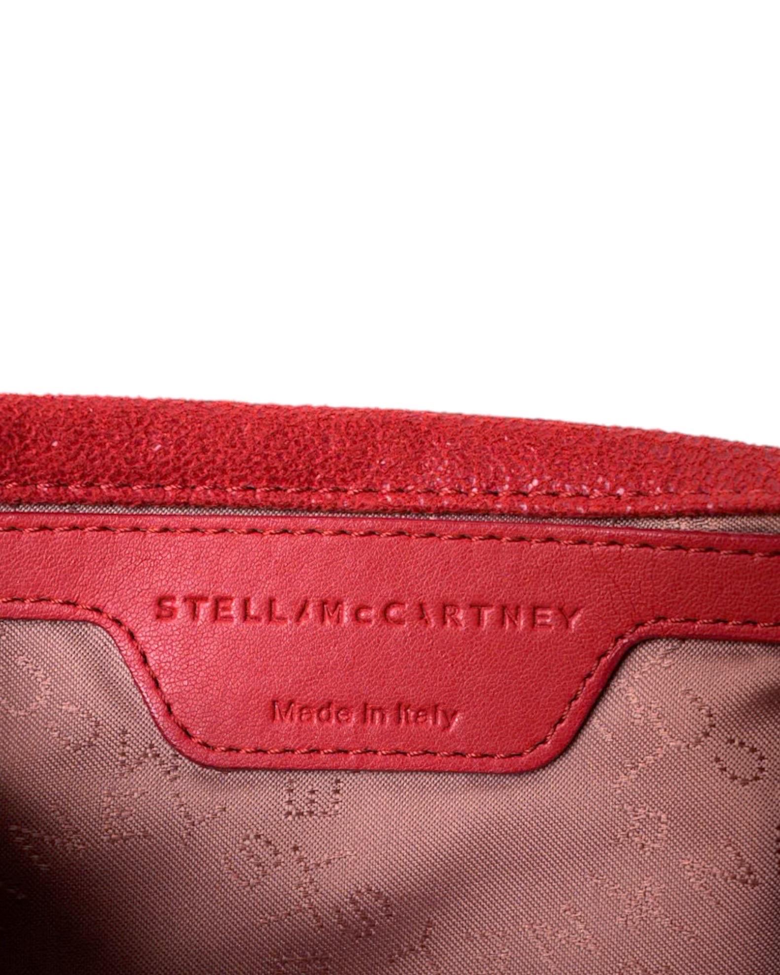 Stella McCartney Falabella 3 Chain  in Tessuto Scamosciato Rosso 10