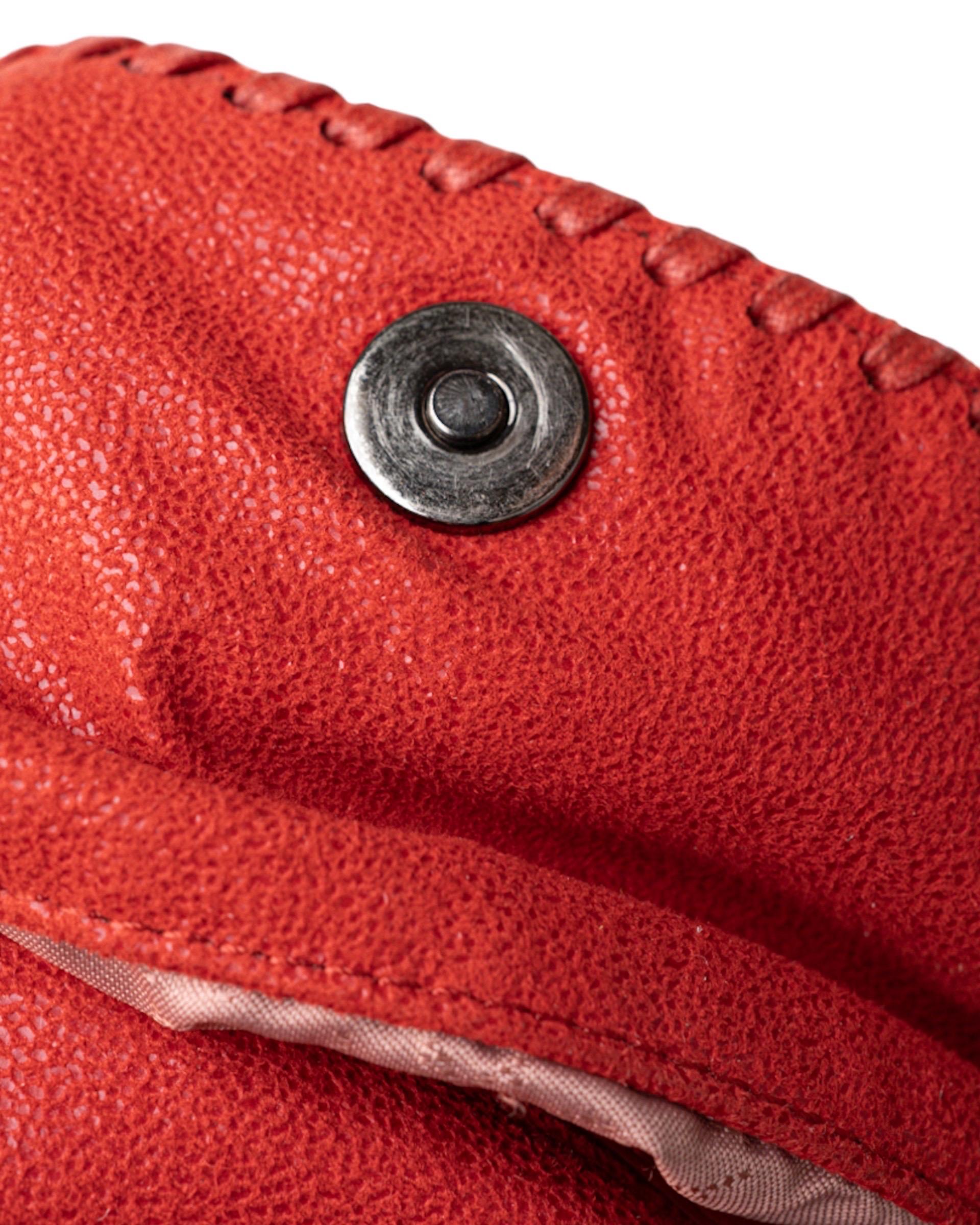 Stella McCartney Falabella 3 Chain  in Tessuto Scamosciato Rosso 11