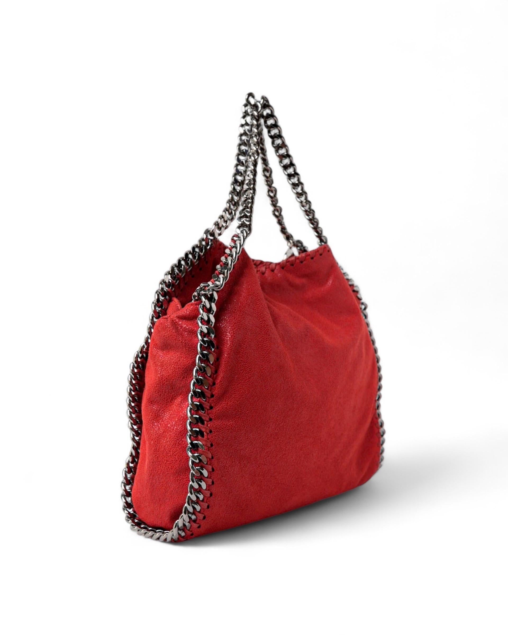 Red Stella McCartney Falabella 3 Chain  in Tessuto Scamosciato Rosso
