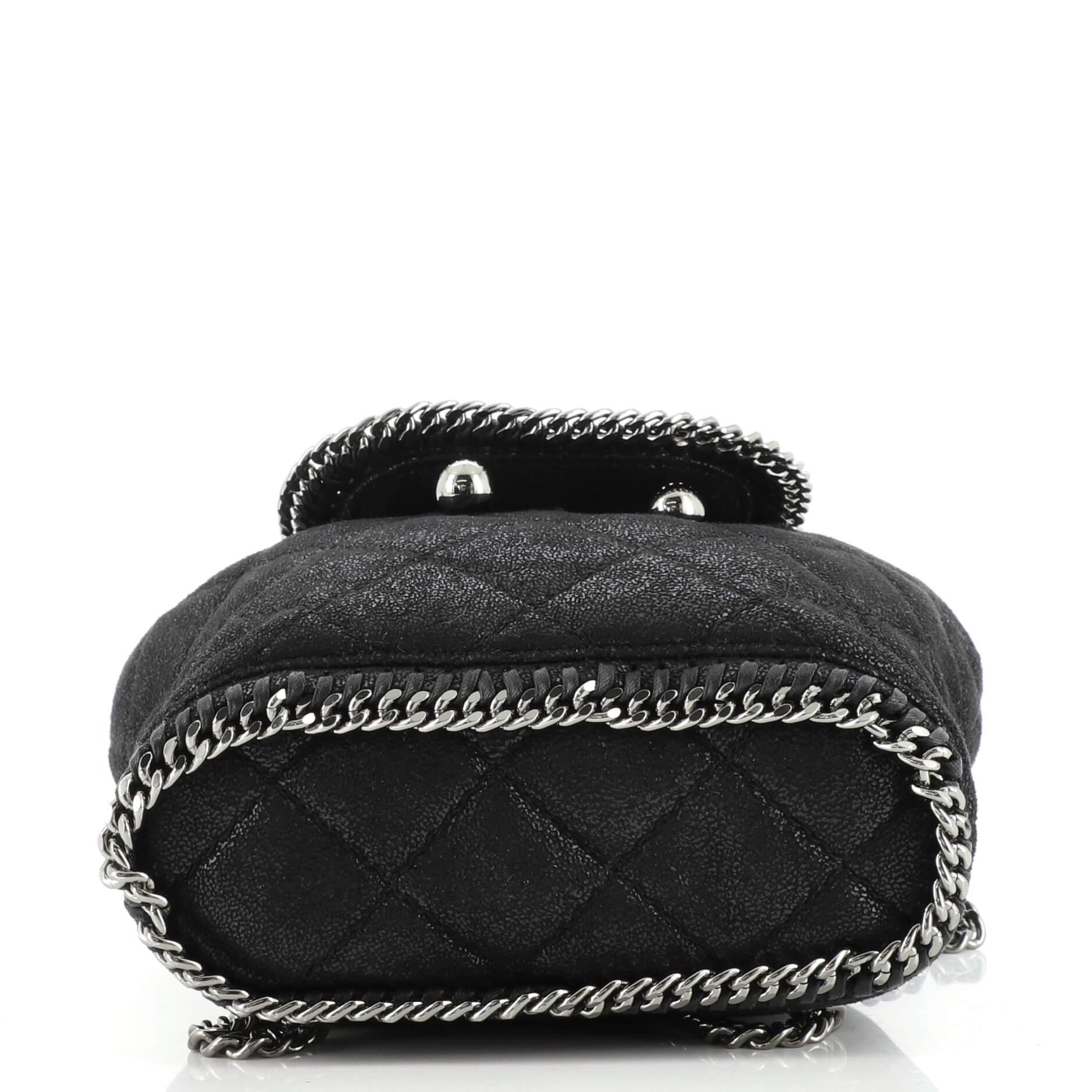 Black Stella McCartney Falabella Backpack Quilted Shaggy Deer Mini