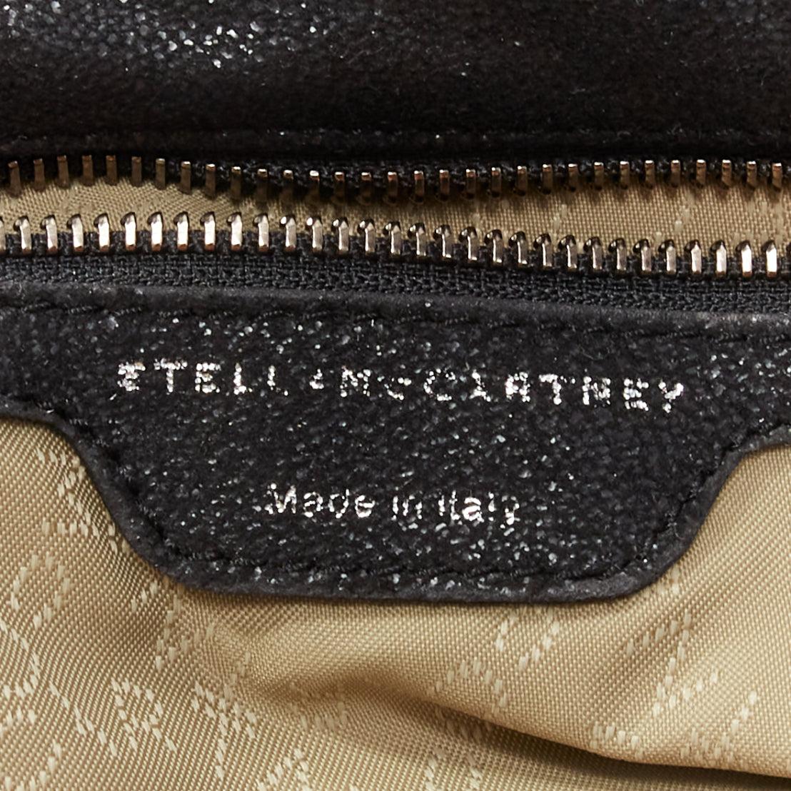 STELLA MCCARTNEY Falabella black shiny fabric logo medium chain tote bag For Sale 6