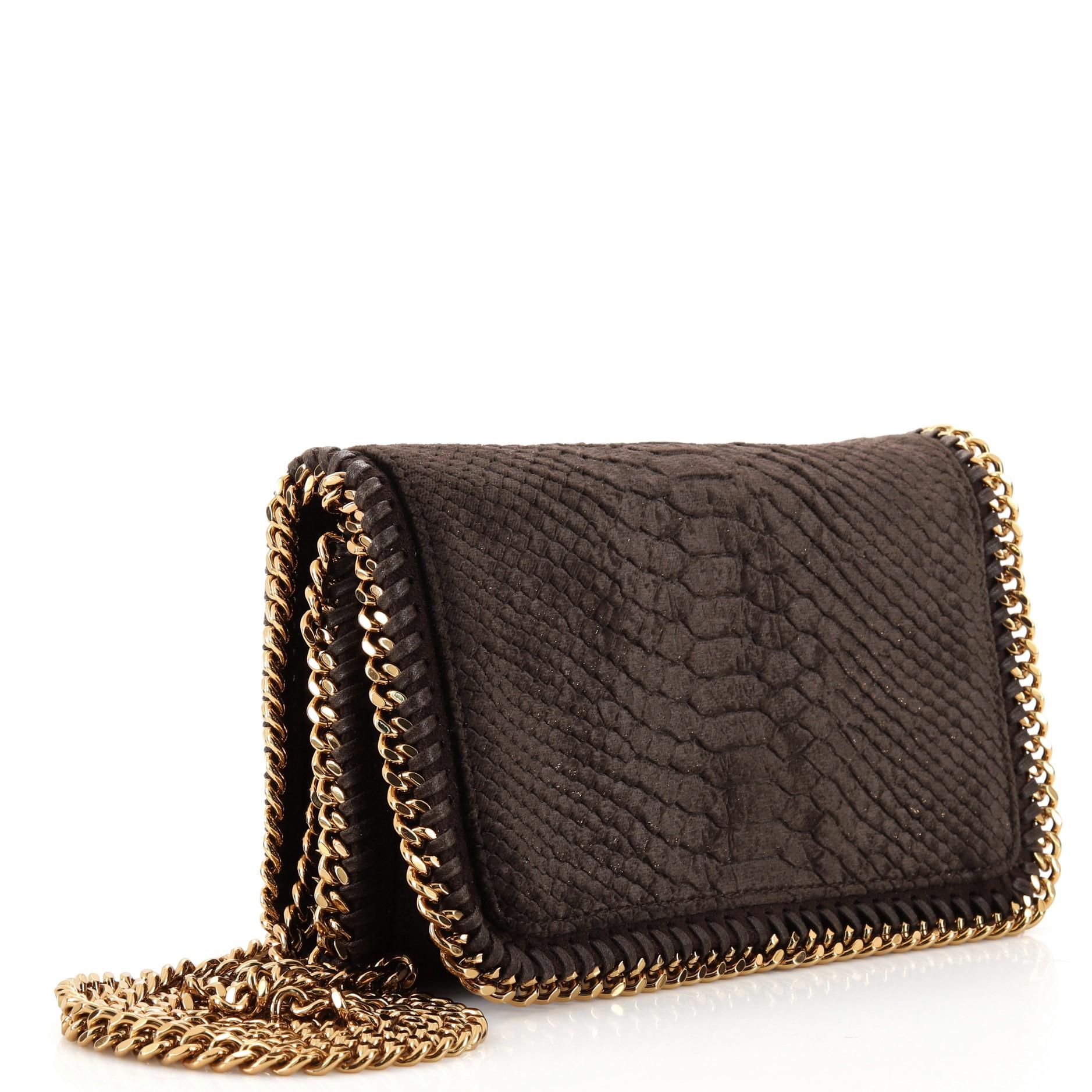 Stella McCartney Falabella Flap Crossbody Bag Python Embossed Velvet