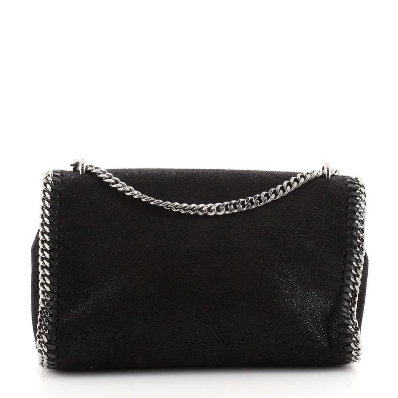Stella McCartney Falabella Flap Umhängetasche Zottelhirsch Klein (Schwarz)