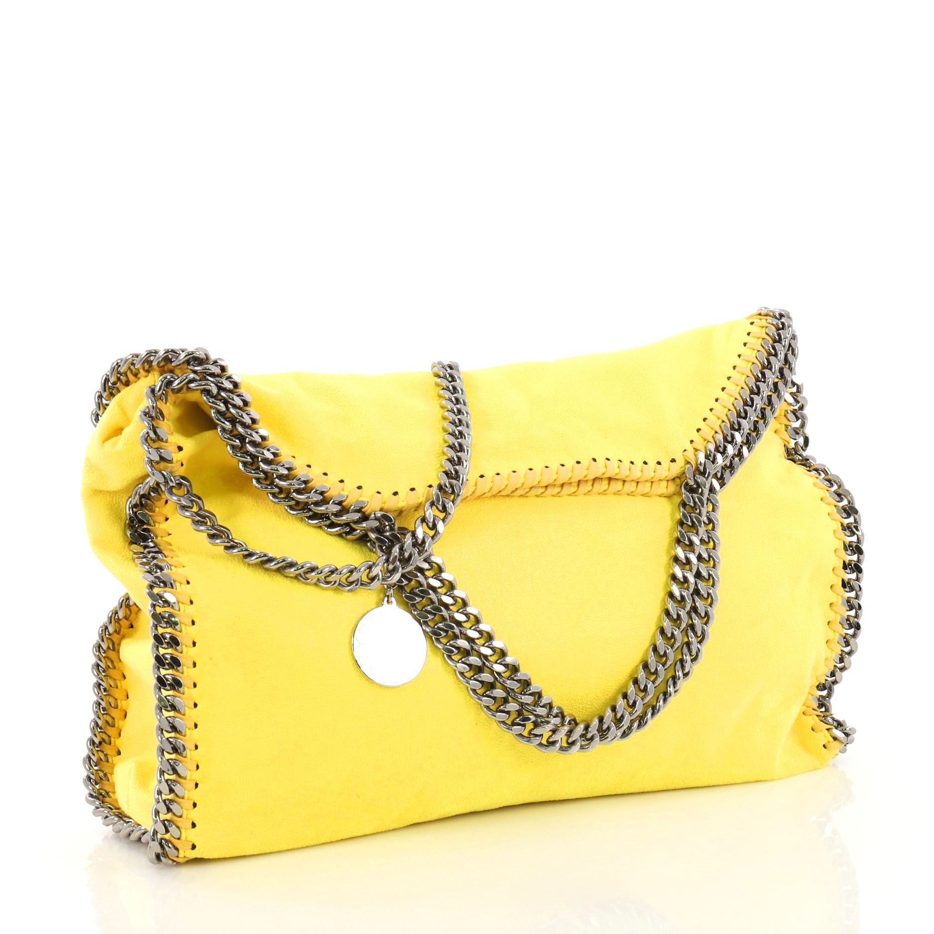 Yellow Stella McCartney Falabella Fold Over Bag Shaggy Deer