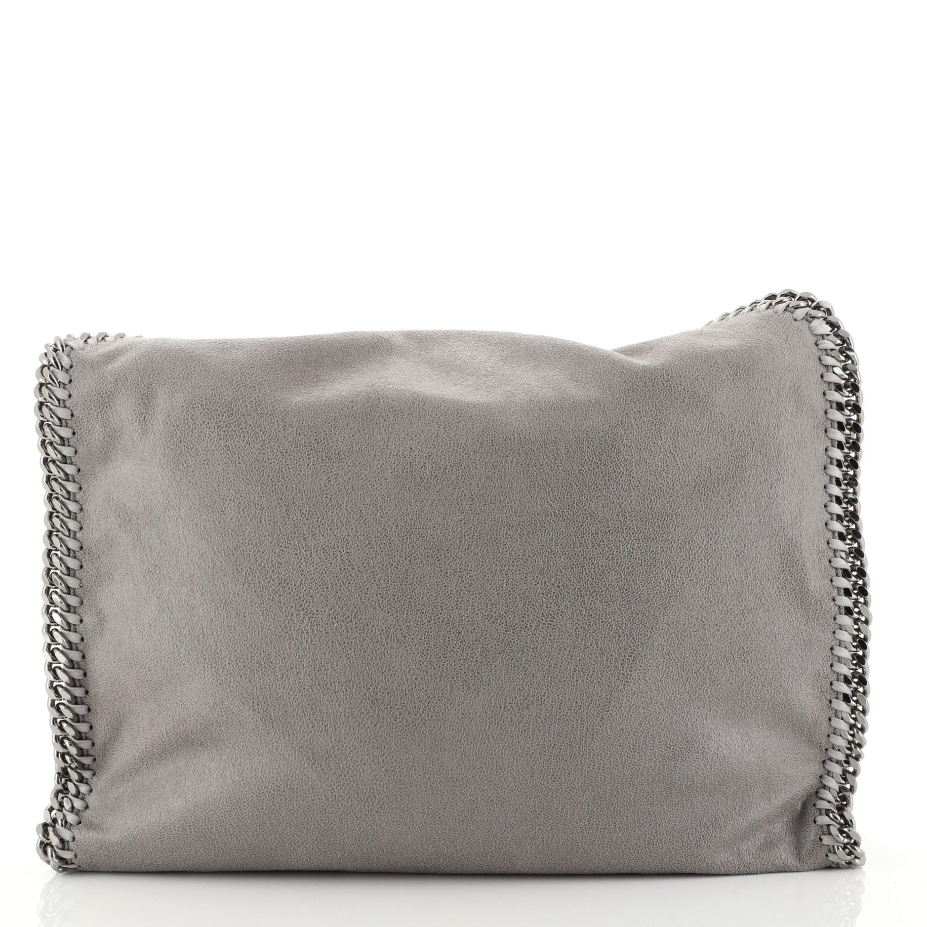 Gray Stella McCartney Falabella Fold Over Bag Shaggy Deer