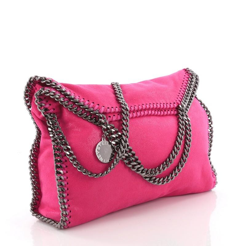 Pink Stella McCartney Falabella Fold Over Bag Shaggy Deer