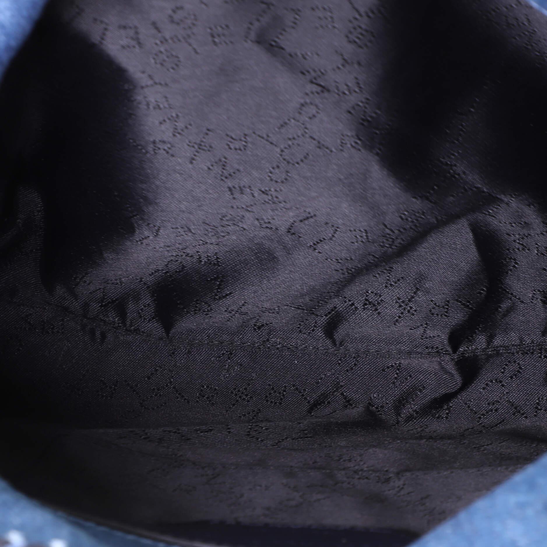 Black Stella McCartney Falabella Fold Over Crossbody Bag Embroidered Denim Mini