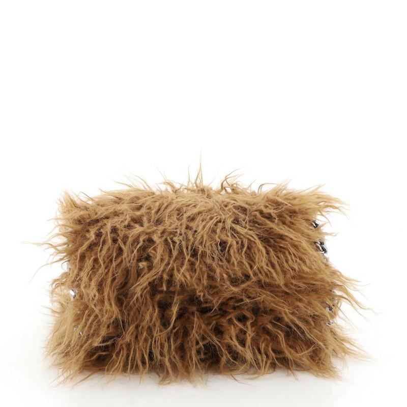 Brown Stella McCartney Falabella Fold Over Crossbody Bag Faux Fur Mini