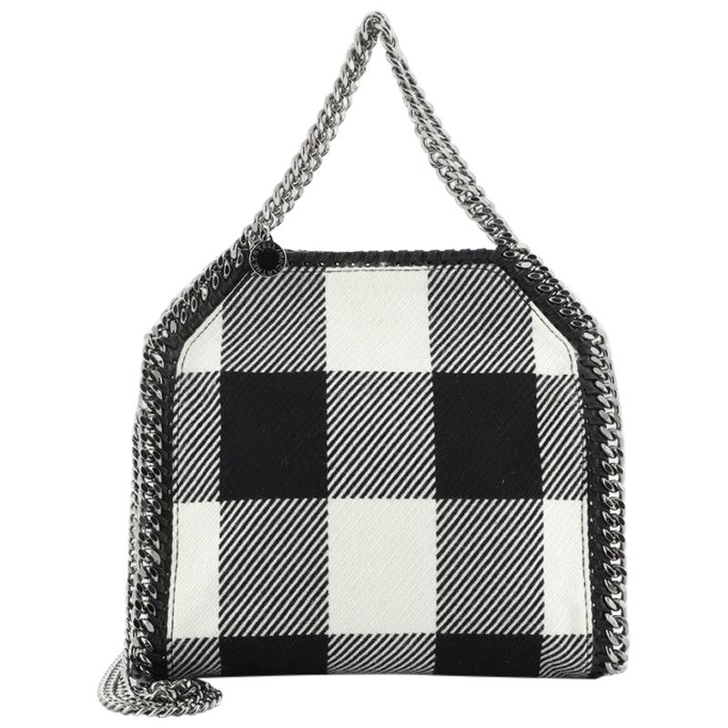 Stella McCartney Falabella Fold Over Crossbody Bag Gingham Wool Mini
