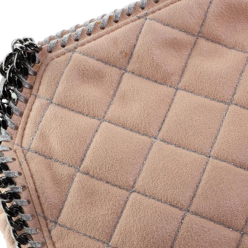 Beige Stella McCartney Falabella Fold Over Crossbody Bag Quilted Shaggy Deer Mini