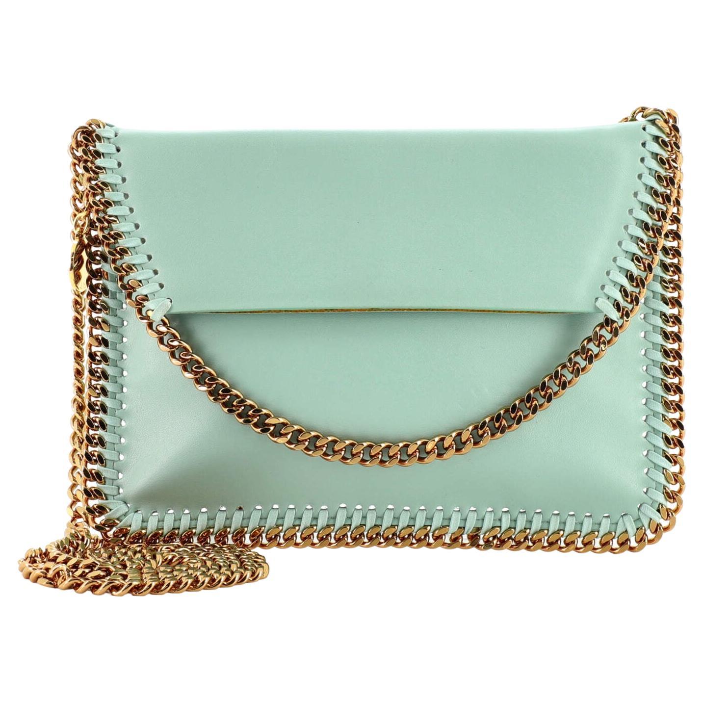 Stella McCartney Falabella Fold Over Crossbody Bag Quilted Shaggy Deer