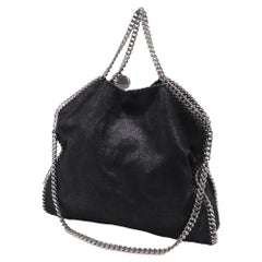 Stella Mccartney Falabella Fold-Over Tote Bag in Black Shaggy Deer