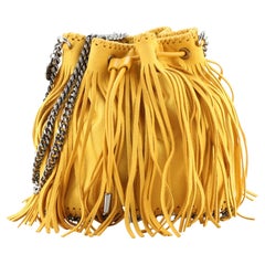 Stella McCartney Falabella Fringe Drawstring Bucket Bag Shaggy Deer Small