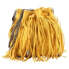 Stella McCartney Falabella Fringe Drawstring Bucket Bag Shaggy Deer Small