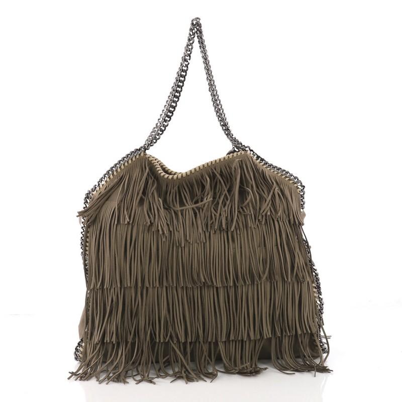 Stella McCartney Falabella Fringe Tote Faux Suede Large In Good Condition In NY, NY
