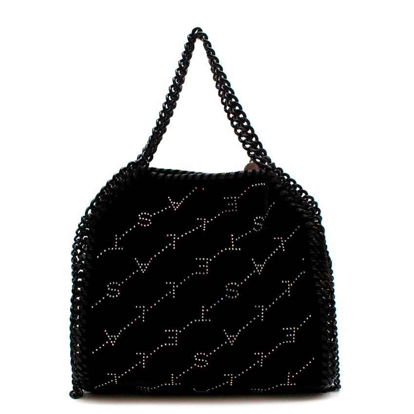 Stella McCartney Falabella Mini Crystal Monogram Velvet Tote Bag In Excellent Condition In London, GB