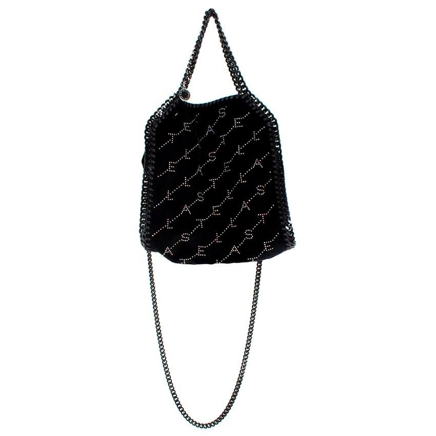 Women's Stella McCartney Falabella Mini Crystal Monogram Velvet Tote Bag