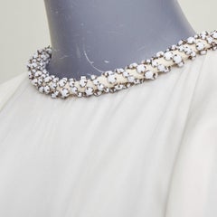 STELLA MCCARTNEY Falabella off white crepe white beaded collar blouse IT38 XS