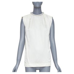 STELLA MCCARTNEY Falabella off white crepe white beaded collar blouse IT38 XS