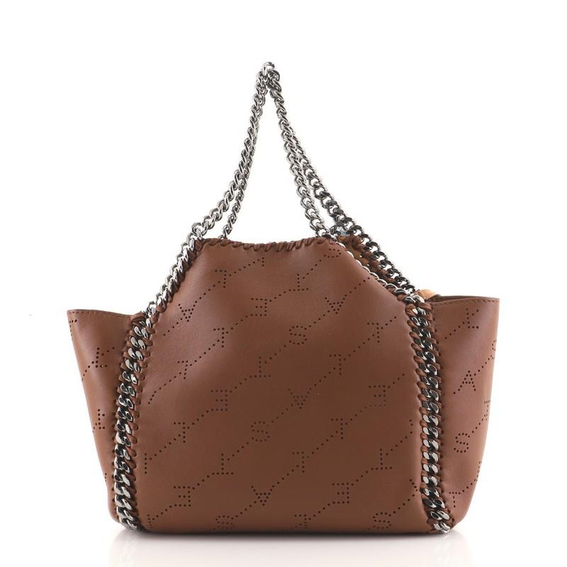 Brown Stella McCartney Falabella Reversible Tote Perforated Faux Leather Mini