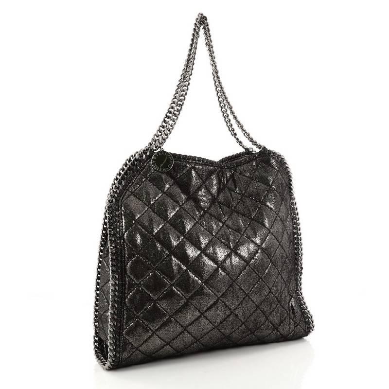 Black Stella McCartney Falabella Tote Quilted Shaggy Deer Small