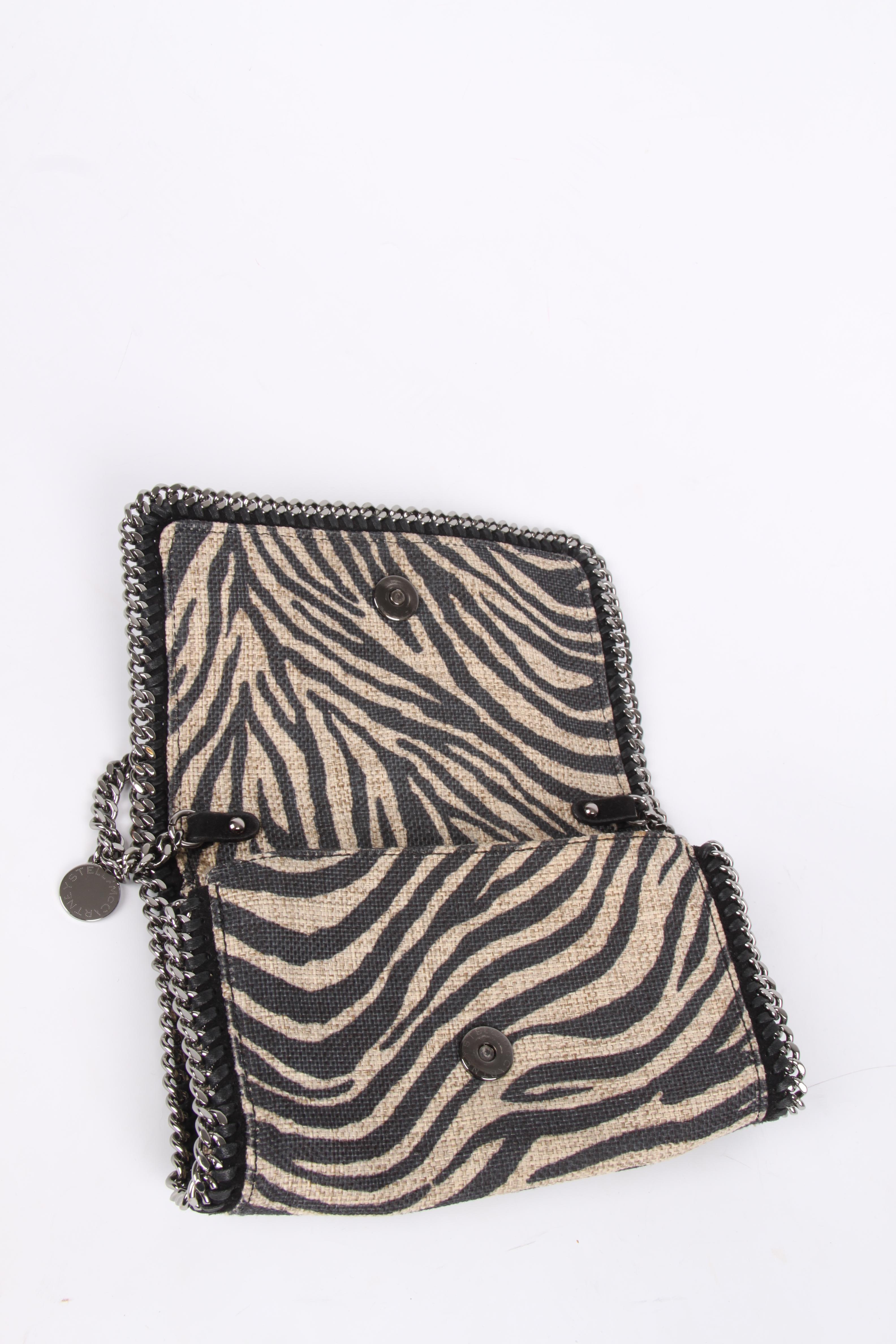 Black Stella McCartney Falabella Zebra Shoulder Bag - beige/black