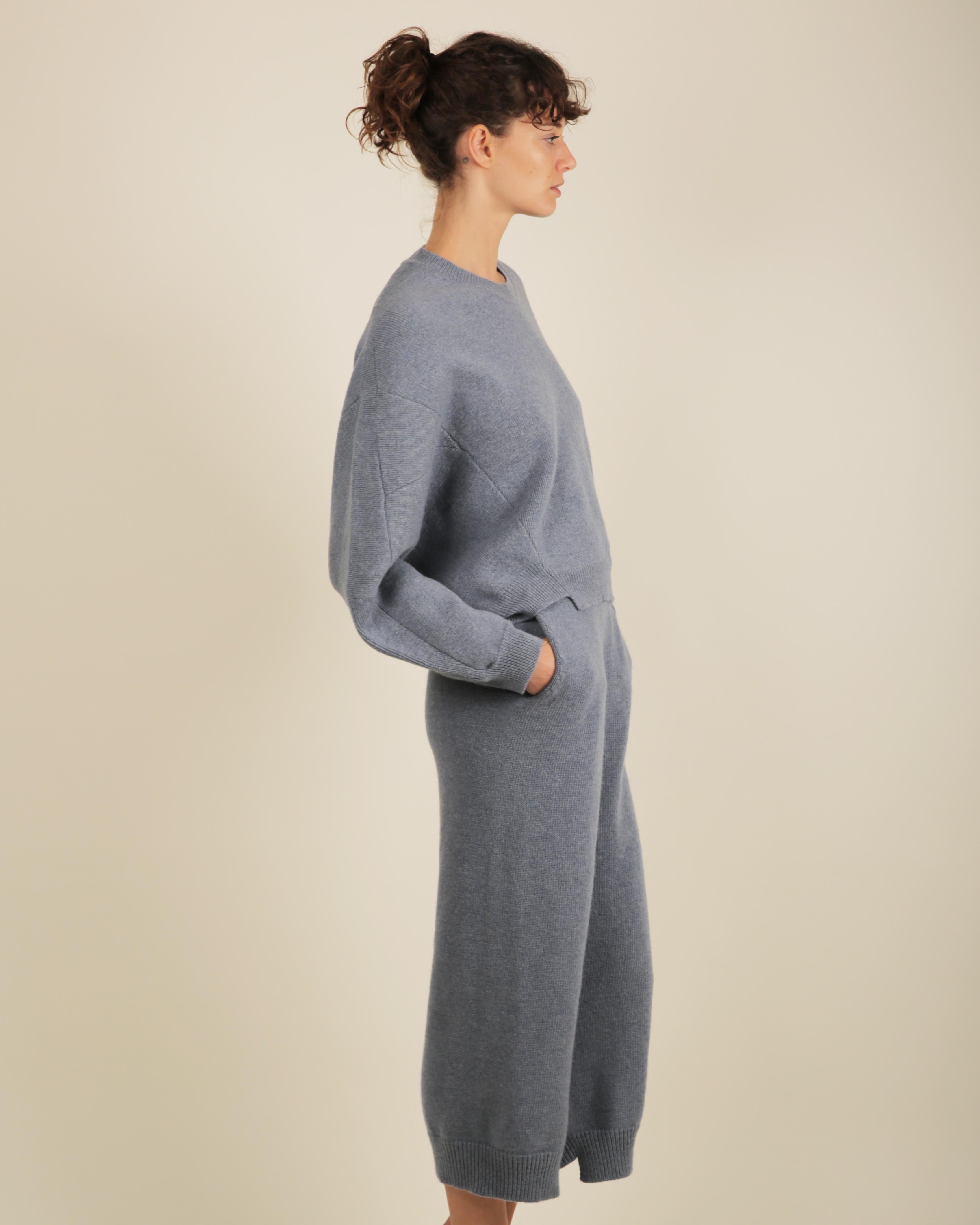 Stella McCartney Fall18 blue oversized wool alpaca matching sweater dress pants For Sale 7
