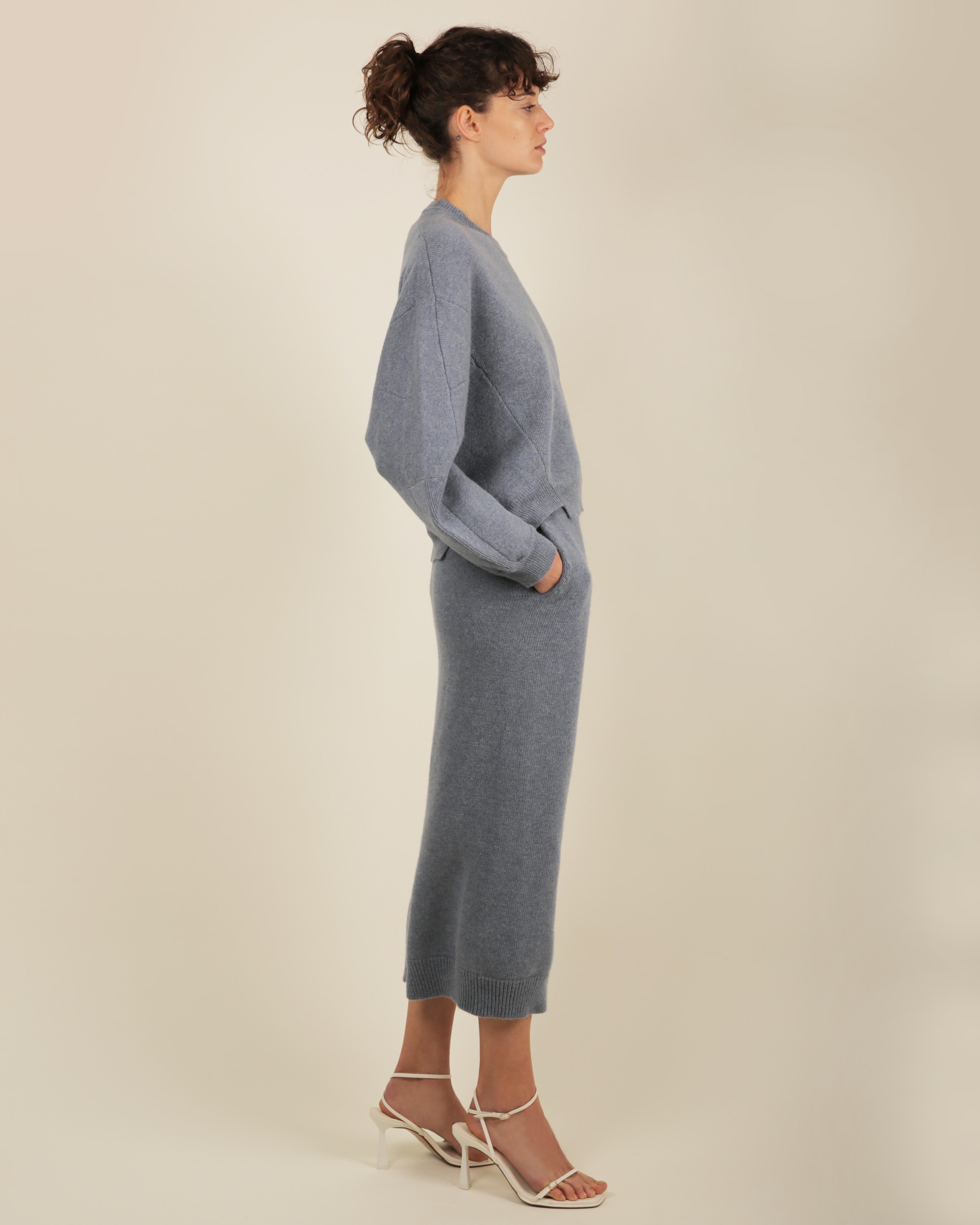 Stella McCartney Fall18 blue oversized wool alpaca matching sweater dress pants For Sale 8