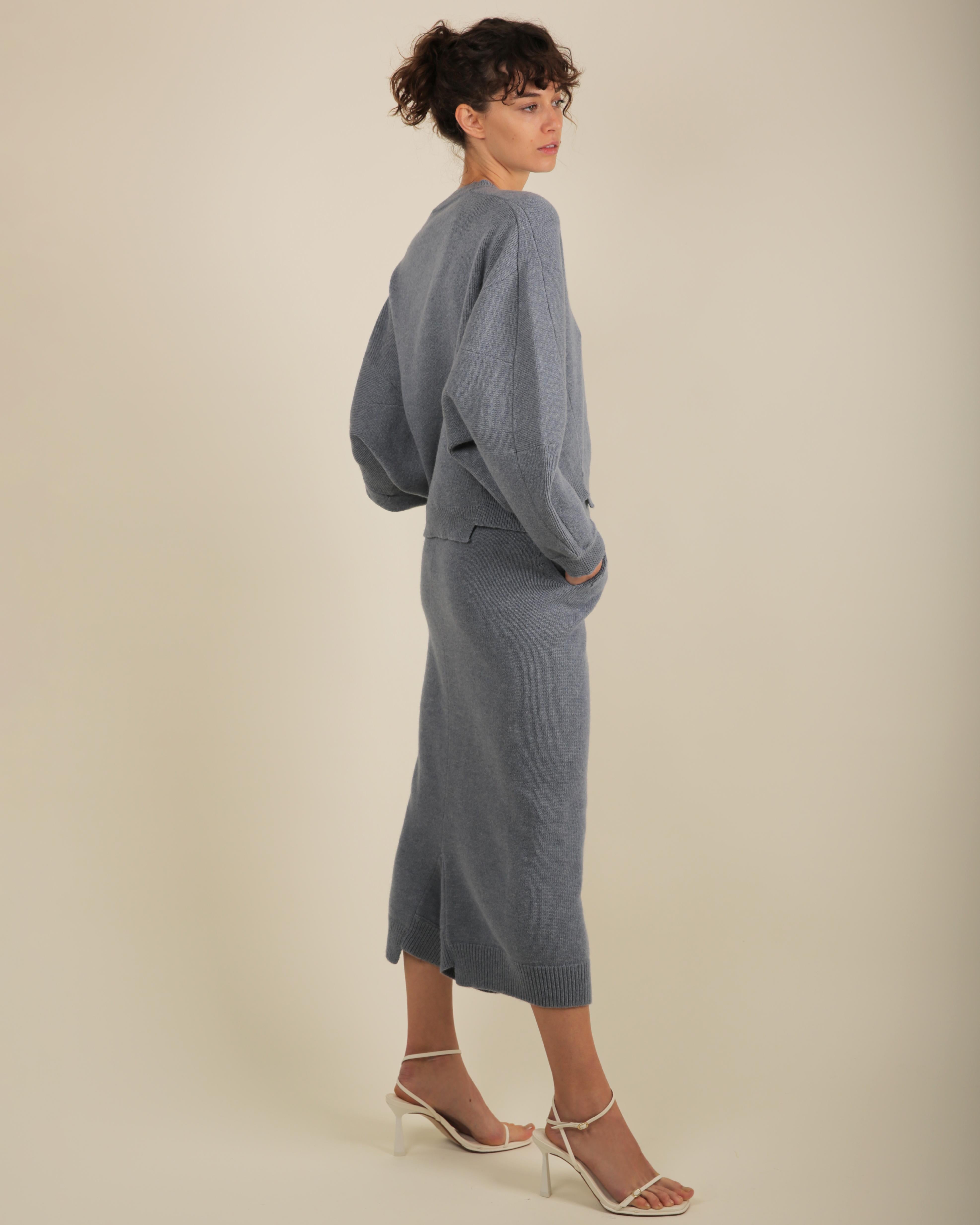 Stella McCartney Fall18 blue oversized wool alpaca matching sweater dress pants For Sale 9