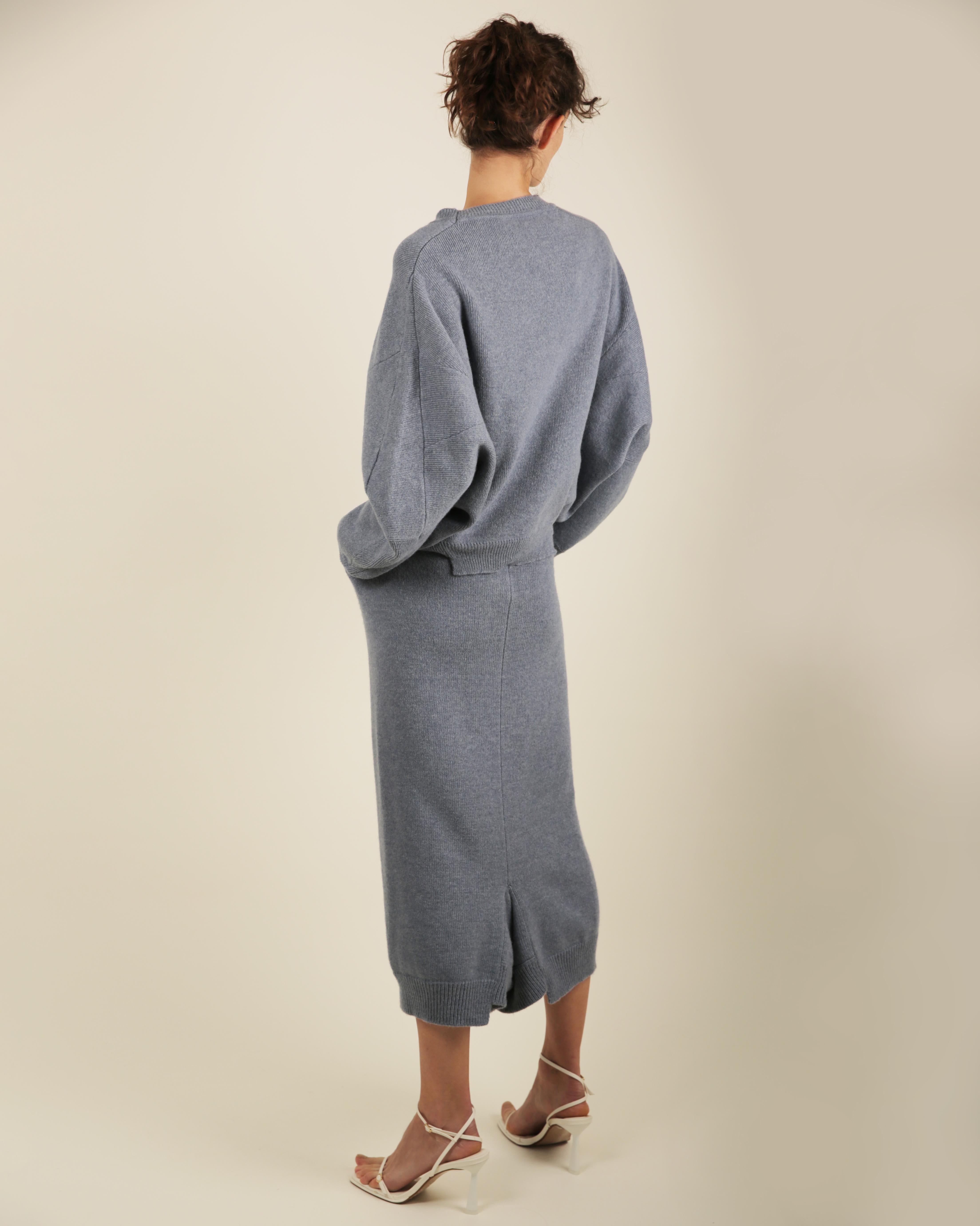 Stella McCartney Fall18 blue oversized wool alpaca matching sweater dress pants For Sale 10