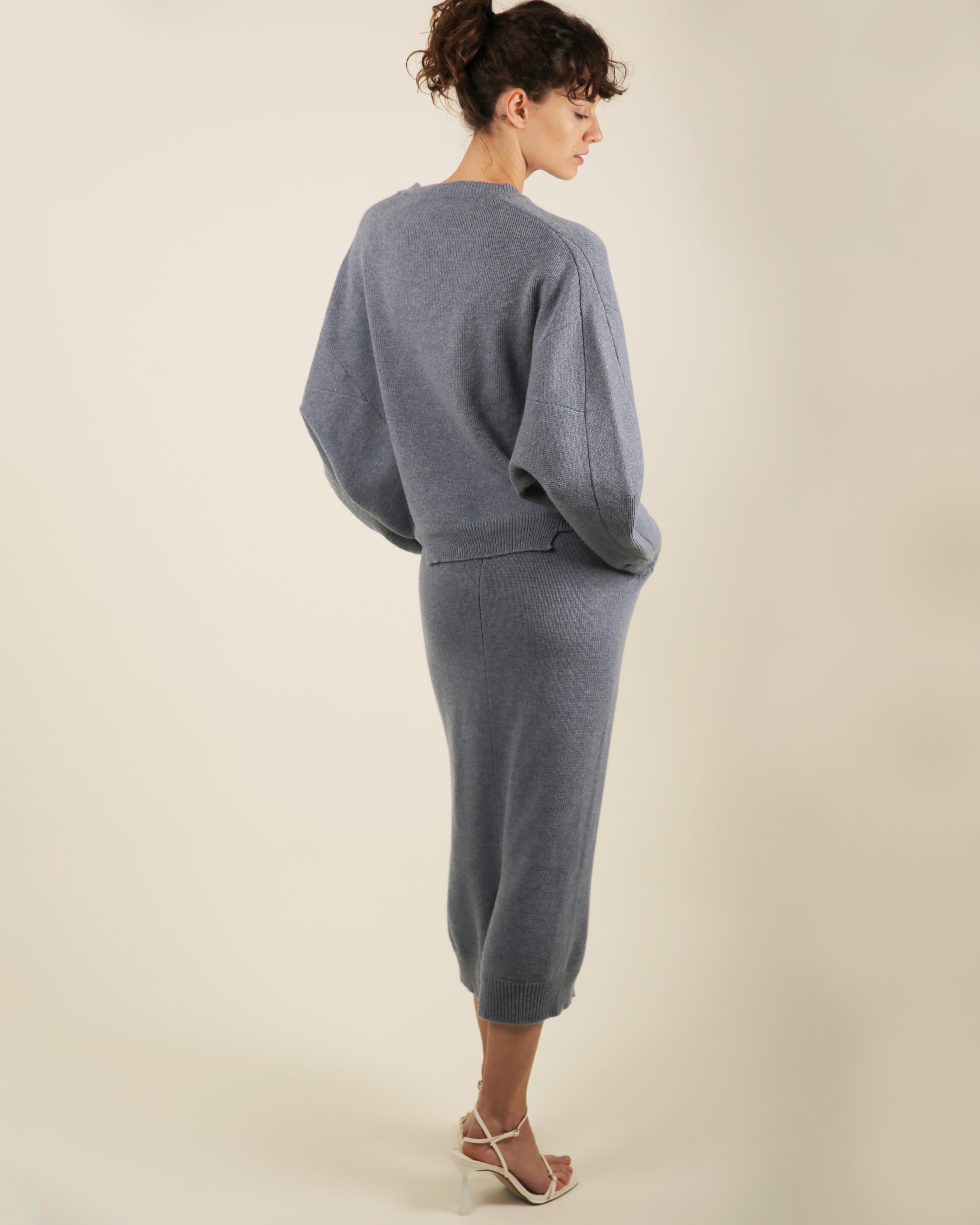 Stella McCartney Fall18 blue oversized wool alpaca matching sweater dress pants For Sale 11