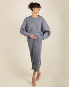 Stella McCartney Fall18 blue oversized wool alpaca matching sweater dress pants