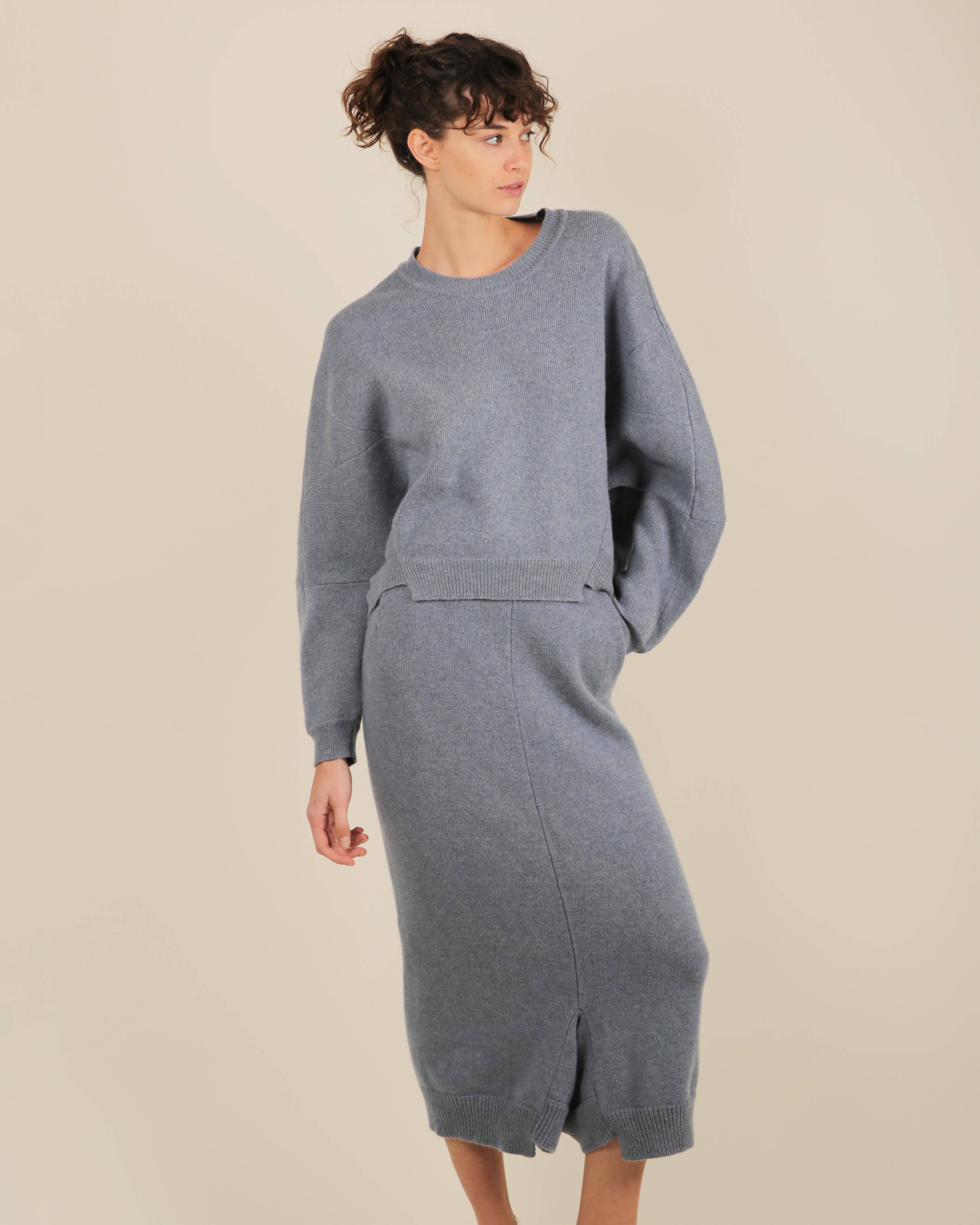Stella McCartney Fall18 blue oversized wool alpaca matching sweater dress pants For Sale 4