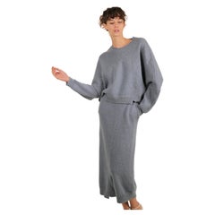 Stella McCartney - Automne 18 - Pantalon robe-pull assortie en laine alpaca bleue surdimensionnée