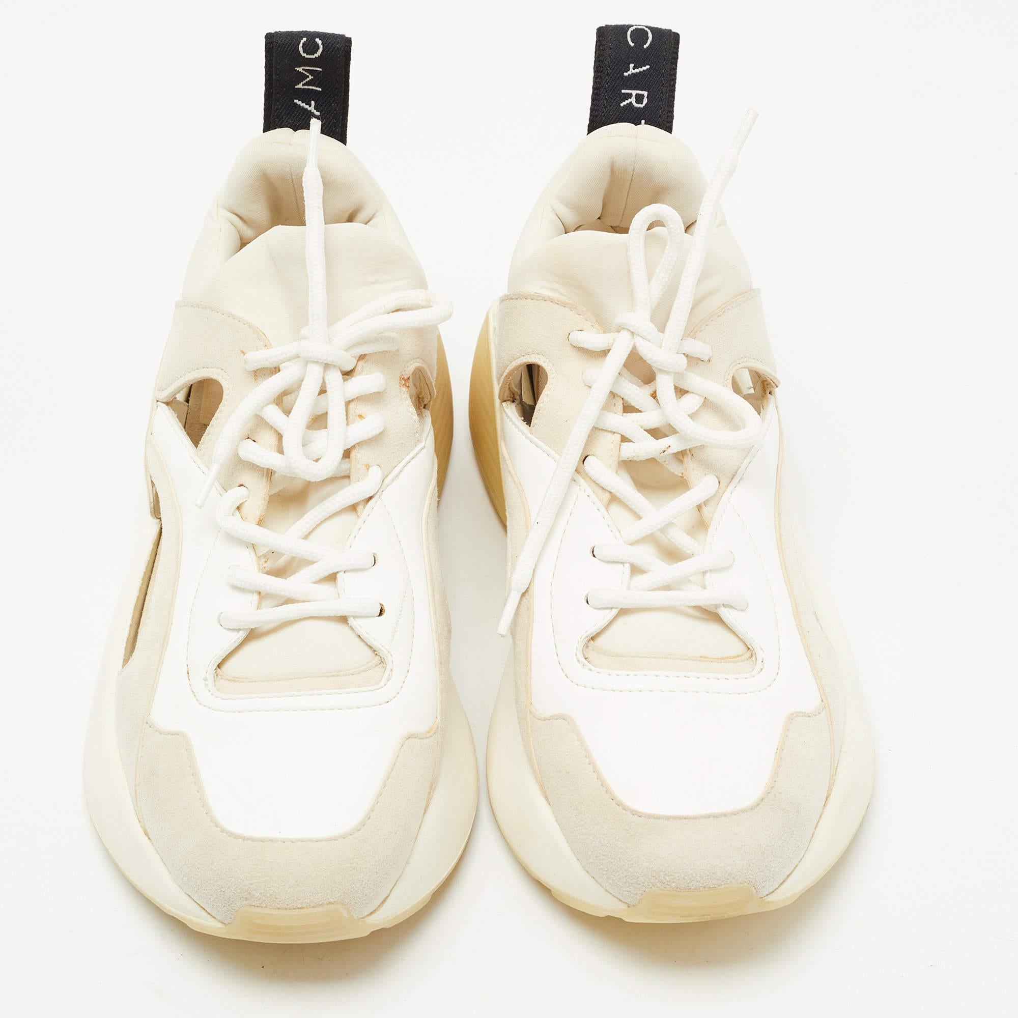 Packed with style and comfort, these Stella McCartney sneakers are gentle on the feet so that you can glide through the day. They have a durable upper with lace closure, and they're set on durable rubber soles.

