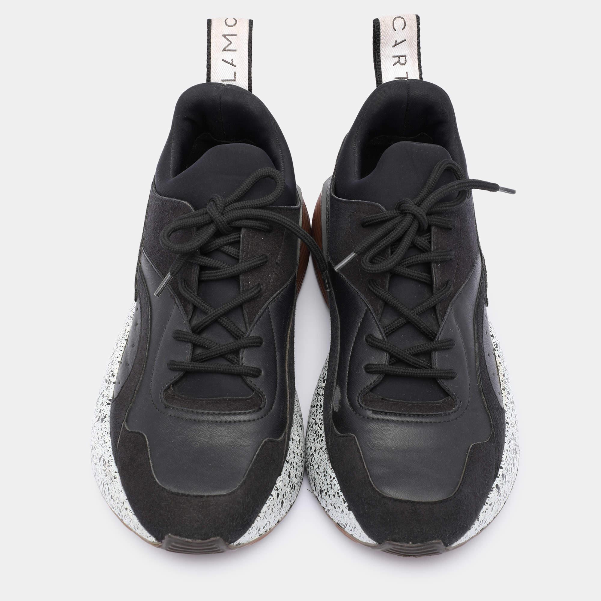 Noir Baskets basses Eclypse Stella McCartney en faux cuir et faux daim, taille 38 en vente
