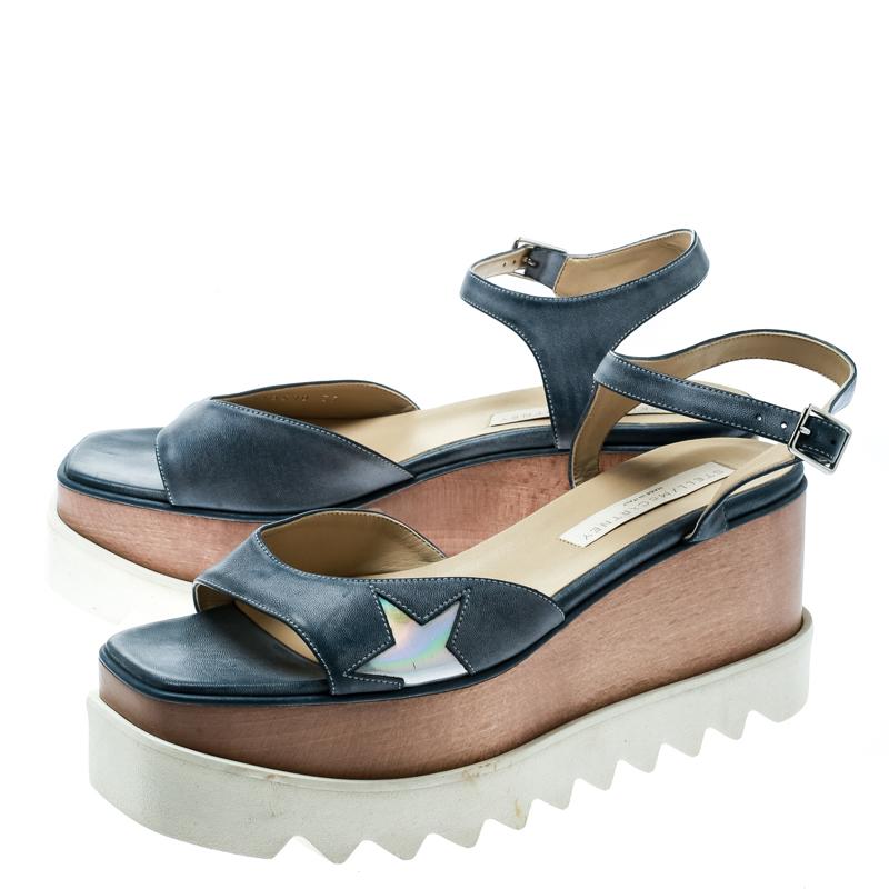Beige Stella McCartney  Faux Leather Indium Elyse Star Platform Sandals Size 39