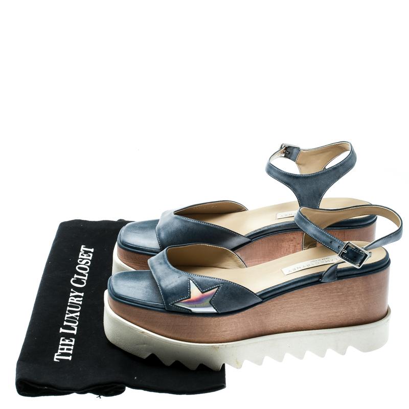 Stella McCartney  Faux Leather Indium Elyse Star Platform Sandals Size 39 2