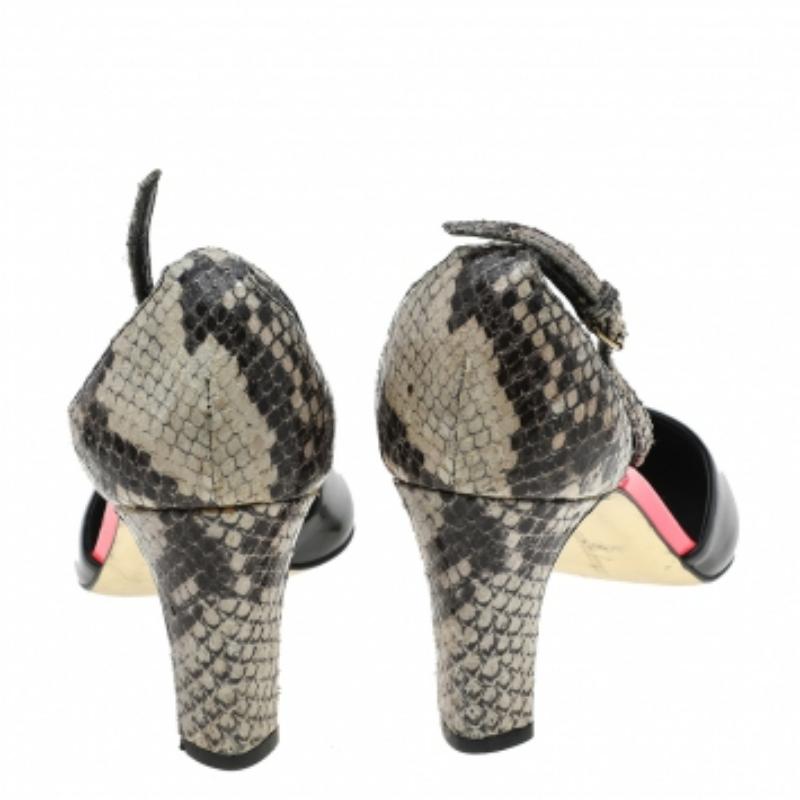 De las mujeres Stella McCartney Sandalias con correa en el tobillo de charol de imitación y piel de pitón talla 37,5 en venta