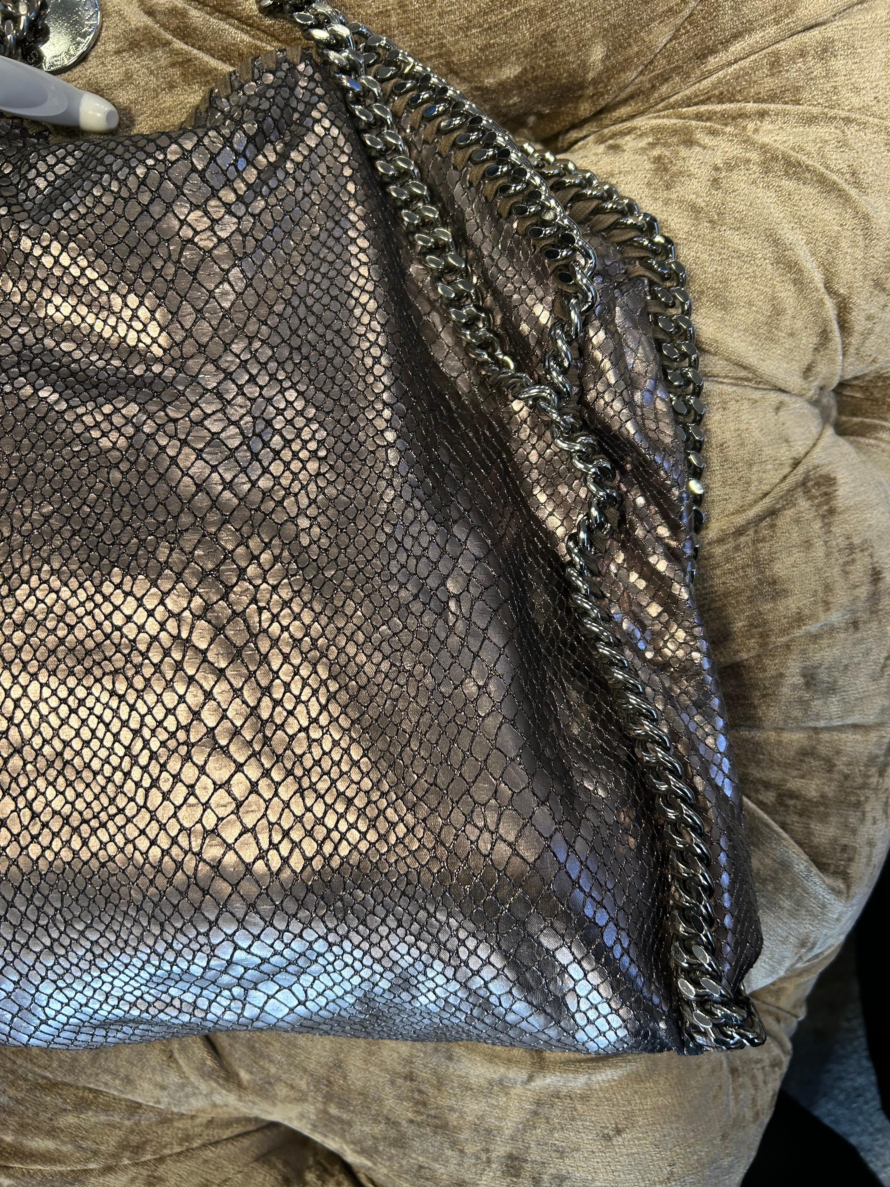 Stella McCartney Faux Python Embossed Leather Falabella Tote For Sale 2