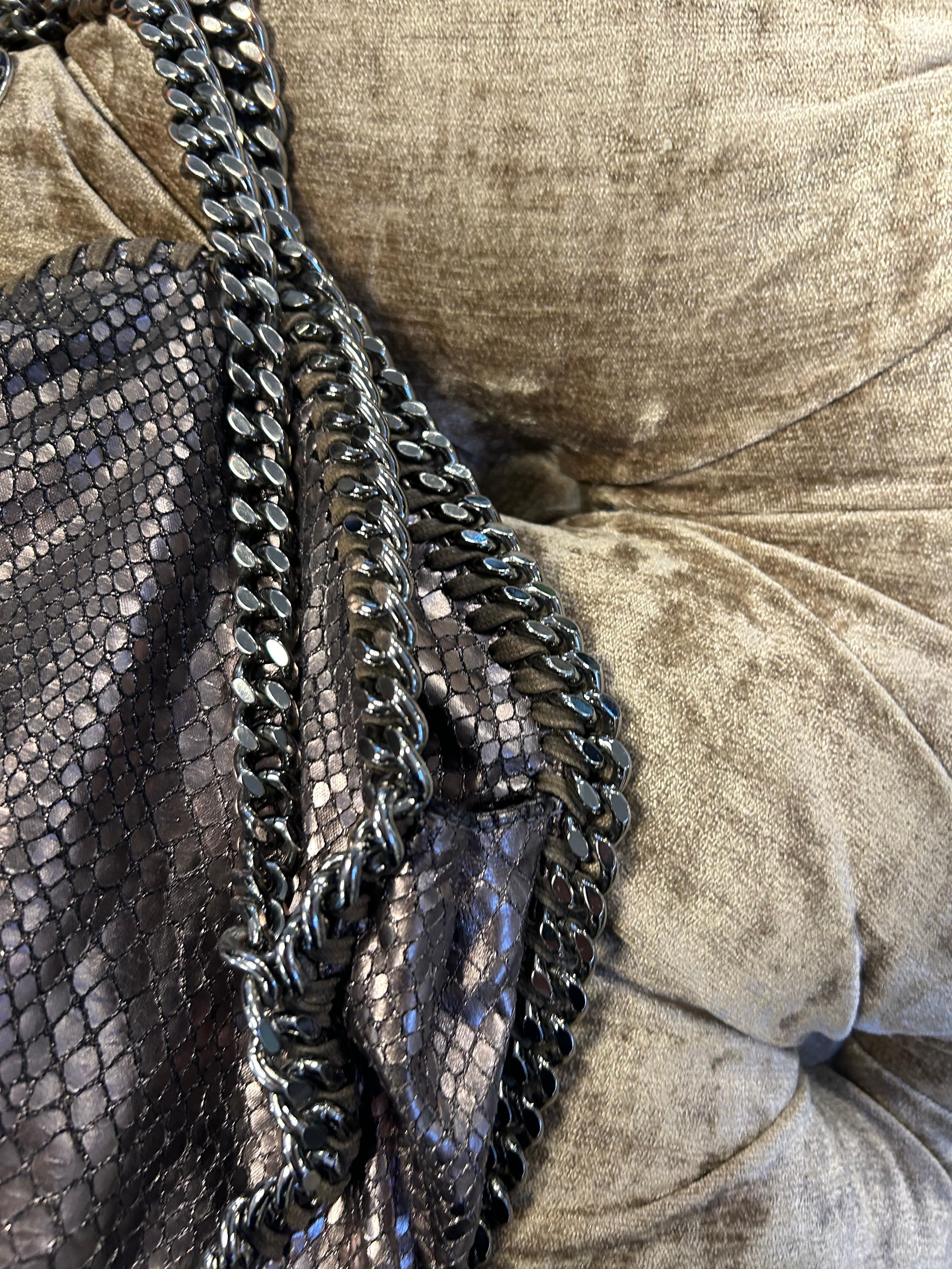 Stella McCartney Faux Python Embossed Leather Falabella Tote For Sale 4