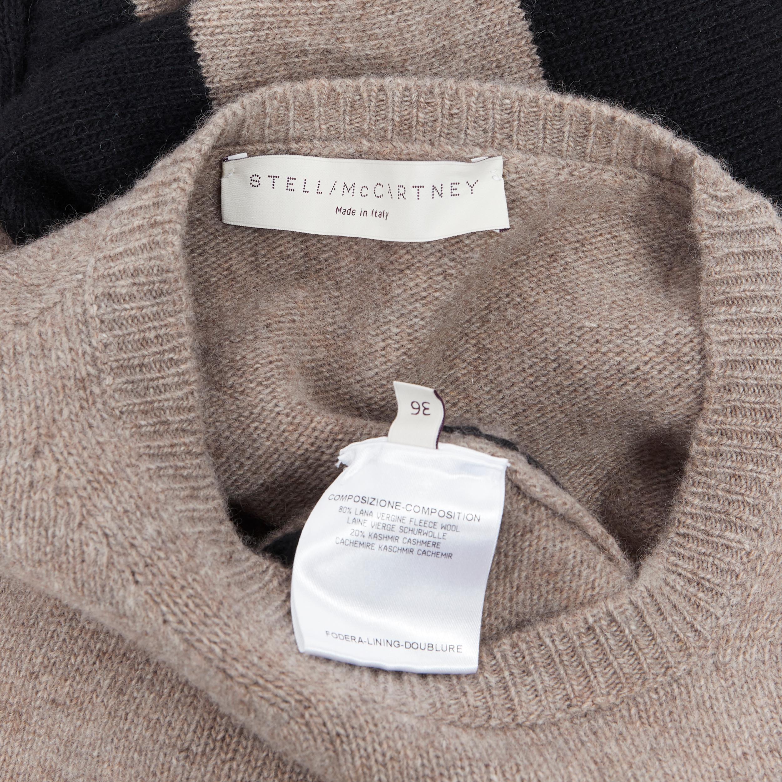STELLA MCCARTNEY fleece wool cashmere blend brown striped sewater dress IT36 XS 1